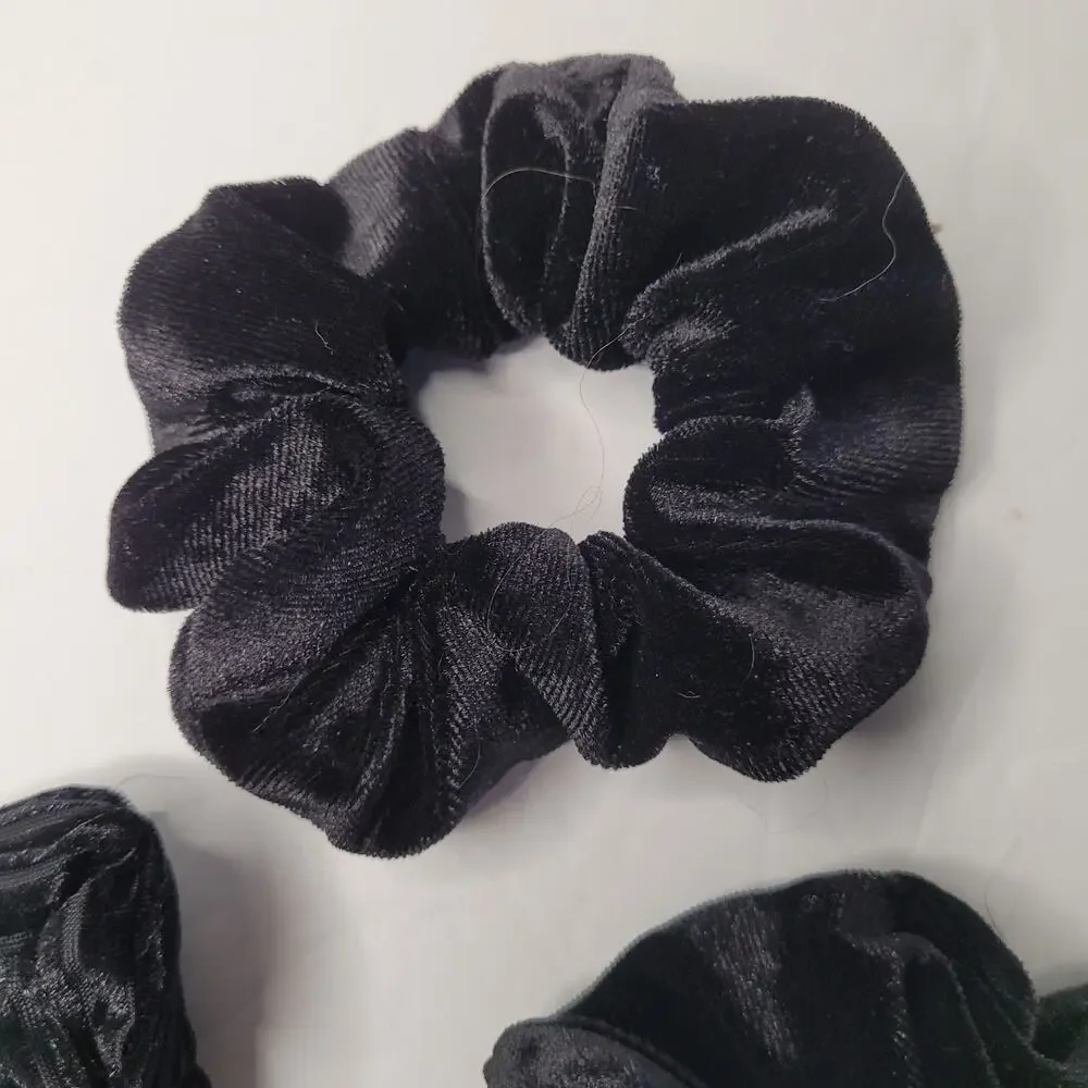 Three Pack Black Hair Scrunchies - Stylish & Gentle Hair Ties